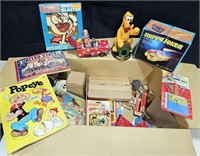 Toy Treasure Box Vintage Popeye, Tin Toys, Abner
