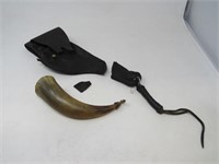 Powder Horn and Damaged Holster-