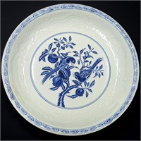 Large Chinese Blue And White Porcelain Charger Wit