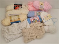 (10) Full & Partial Skeins of Yarn in Baby Colors
