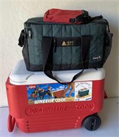 38 Quart Ice Chest, Soft Side Cooler, Red Pouch