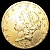 1876-S $20 Gold Double Eagle CLOSELY UNCIRCULATED