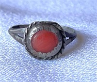 Vintage Sterling Red Coral Ring