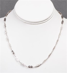14K White Gold Diamond-Cut Starburst Link Necklace