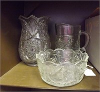 Cut Glass Vase, Bowl and Pitcher