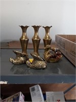 SMALL BRASS VASES AND DECOR