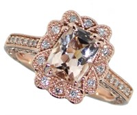 14k Gold 1.70 ct Morganite & Diamond Ring