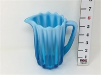 Blue Opalescent Ribbed Pitcher