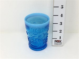 Blue Opalescent Waterlily & Cattails Tumbler