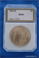 1921-S Silver Morgan MS64 $1 Dollar Coin