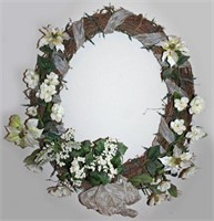 Twig Wreath with Flowers and Lights