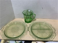 Green Depression Glass Lot - Dinner Plate 11