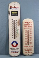 (2) Large Tin Automotive Advertising Thermometers