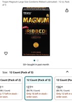 Trojan Magnum Large Size Condoms Ribbed Lubricated