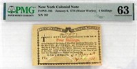 NEW YORK COLONIAL NOTE PMG 63