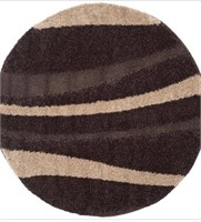 Dark Brown/Beige 4 ft. x 4 ft. Round Area Rug