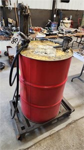 Air Powered Oil Pump w/ Drum, partially full