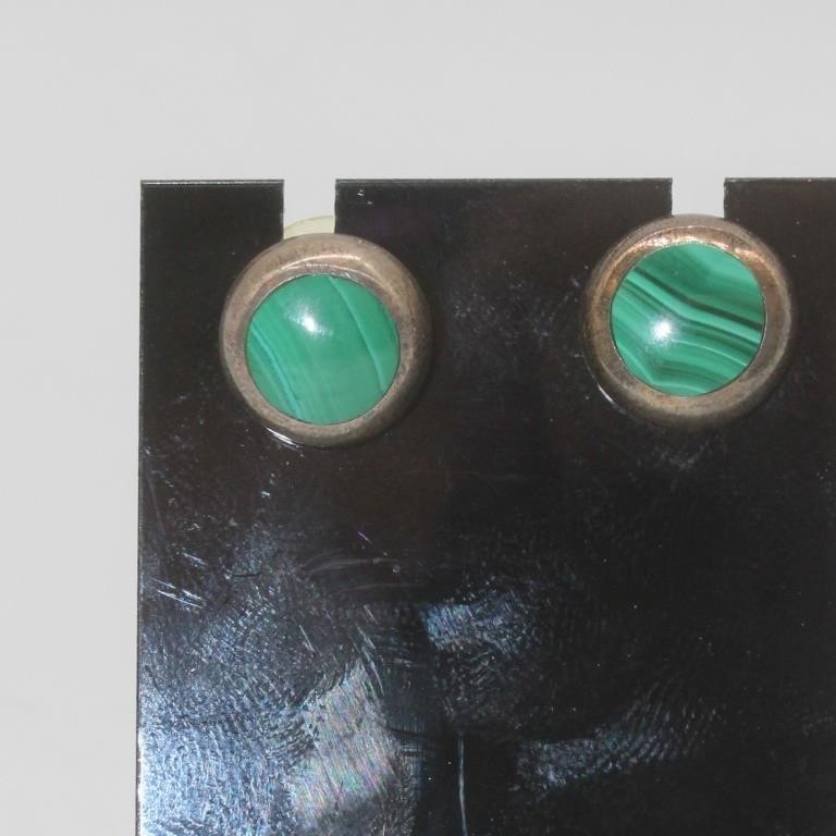 Sterling Pierced Green Stone Earrings