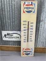 PEPSI THERMOMETER TIN SIGN, 7 X 28", NO THERMOMETR