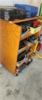 WOODEN COMPARTMENT  SHELF ON WHEELS 40 INCH TALL
