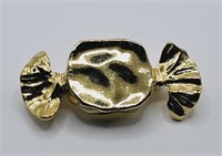 Vintage Gold Tone Wrapped Candy Brooch