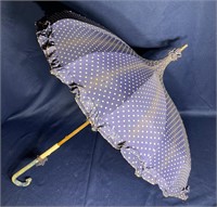 Vintage Umbrella, Navy with White Polka Dots