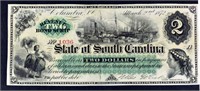 1872 $2 State Of South Carolina Revenue Bond Scrip