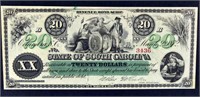 1872 $20 South Carolina Bond Scrip
