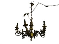 Large, bronze six light serpent chandelier