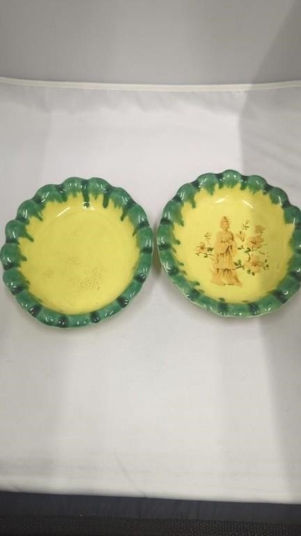 Set of 2 Hand Made Colored Pottery Dishes