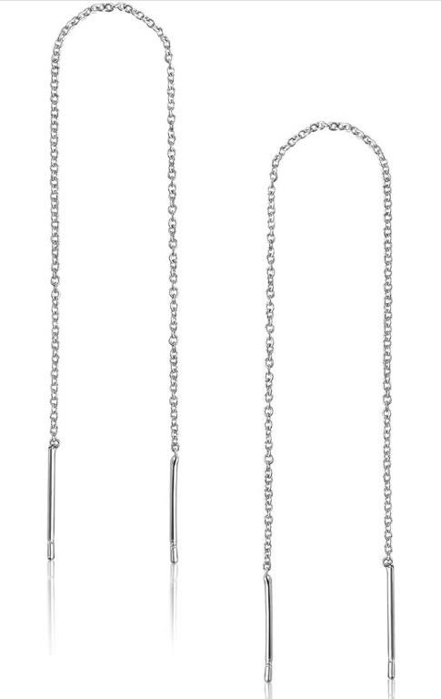 925 Sterling Silver Tassel Threader Drop Earrings