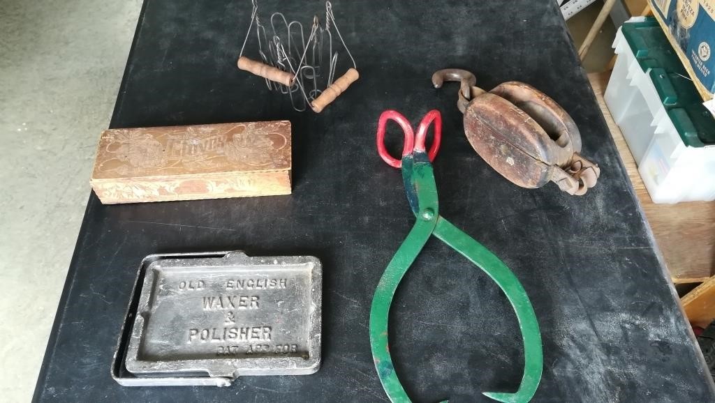 Ice Tongs, Pulley, Jar Holders, Cast Iron Mold