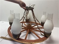 Large wagon wheel chandelier