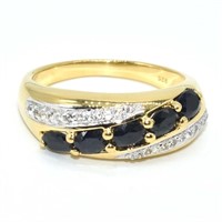 Gold plated Sil Blue Sapphire(1.55ct) Ring