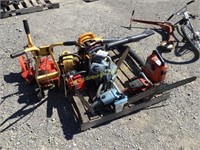 d1 pallet of chains saws and edger, some saws