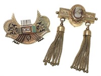 Fantastic Antique Fob Brooch Pins w/Drops