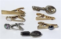 Tie Clips with Rhinestones Vintage Lot of 7