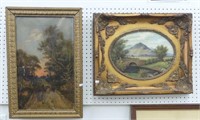 TWO ANTIQUE O/C PAINTINGS IN GILDED FRAMES