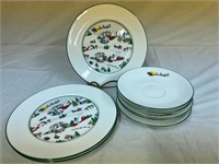 8 pcs of LENOX SLEIGHRIDE 3 plates 5 saucers