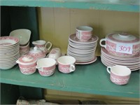 Approx. 112 Piece Red & White Willow Ware Set