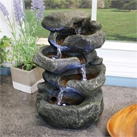 NEW $106 Tabletop Rock Water Fountain w/LED Lights