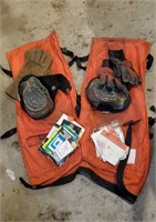 Safety gear, gloves, knee pads, literature