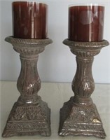 (2) Table Top Candle Holders with Candles.