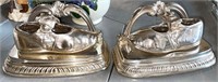 Vtg. Pair Silver Toned Baby Shoes Bookends