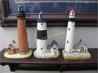 Three Lefton China Lighthouse Figures
