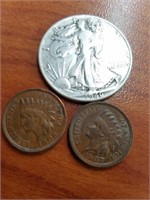 1946 W.L Half & 1906 & 1907 Indian Head Cents