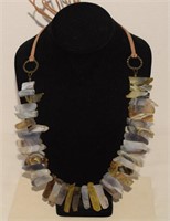 Polished Rough Agate/Crystal Necklace