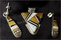 Sterling Native American Inlaid Opal Set