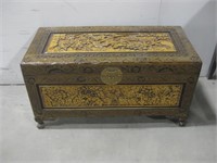 16.5"x 34.5"x 18" Floral Carved Chest See Info