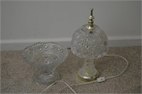 Glass Lamp & Stemmed Bowl